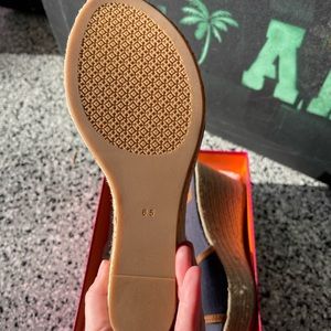 Brand new Tory Burch canvas espadrille wedge